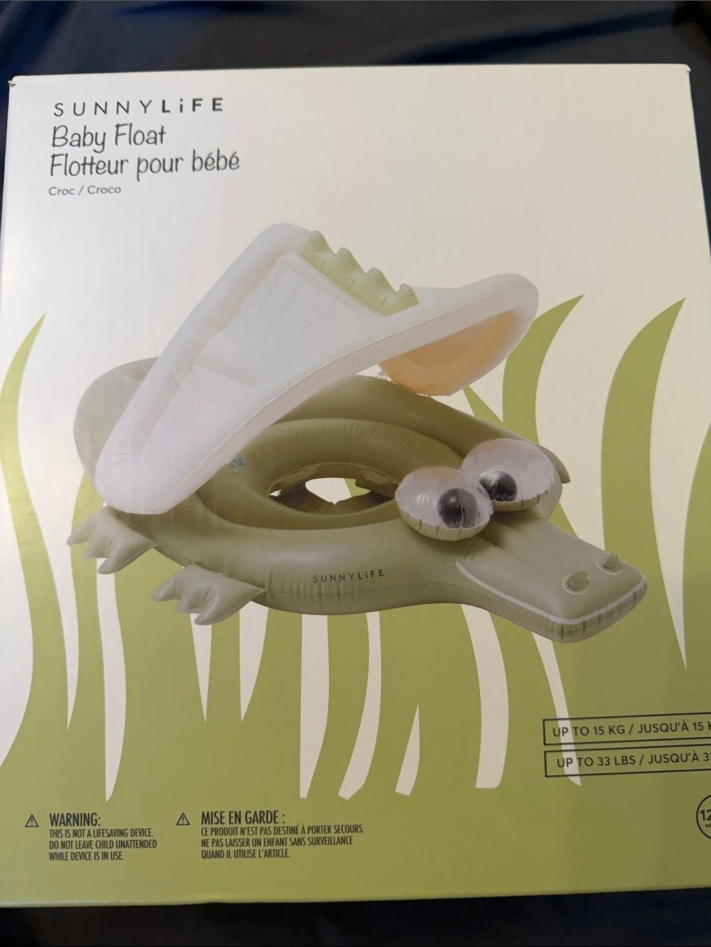 Sunnylife Baby Float Croc Green & White